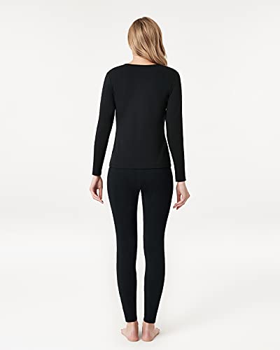 LAPASA Conjunto Térmico Mujer Ropa Interior Térmica Invierno, Tegnología Heat+ Super Caliente y Transpirable Heatgen 200 Cálido L69 S Negro