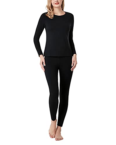 LAPASA Conjunto Térmico Mujer Ropa Interior Térmica Invierno, Tegnología Heat+ Super Caliente y Transpirable Heatgen 200 Cálido L69 S Negro