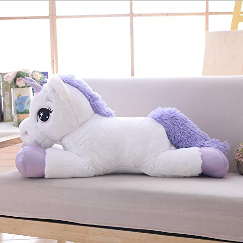 LEIhhdy 25-110cm Unicornio de Peluche de Juguete Suave Relleno arcoíris Unicornio muñeca Animal Caballo Juguete Regalos niños niñas 110cm Blanco