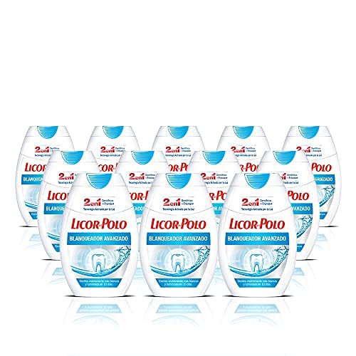 Licor del Polo - Dentífrico 2en1 Blanqueador Avanzado - Pasta de dientes blanqueadora - No daña el esmalte - Encías sanas - 12 uds de 75ml