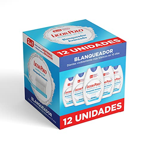 Licor del Polo - Dentífrico 2en1 Blanqueador Avanzado - Pasta de dientes blanqueadora - No daña el esmalte - Encías sanas - 12 uds de 75ml