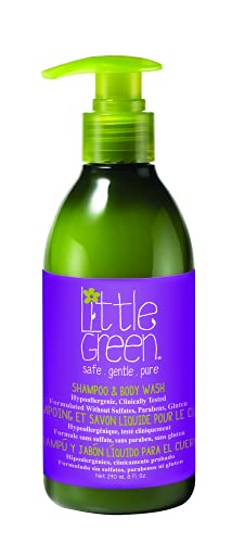 Little Green - Pack Adiós nudos - champú y gel de baño 2 en 1, acondicionador desenredante y cepillo para el pelo- para niños sin sulfatos, parabenos ni gluten
