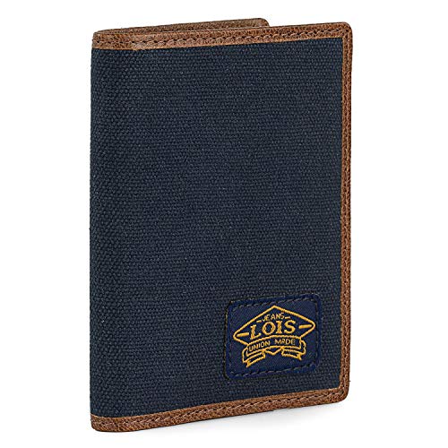 Lois - Cartera para Hombre Joven Pequeña de Marca LOIS con Monedero, Billetera y Tarjetero. Muchos Compartimentos. Billetera para Hombre. Protección Antiescaneo de Tarjetas RFID. 203818, Color Marino