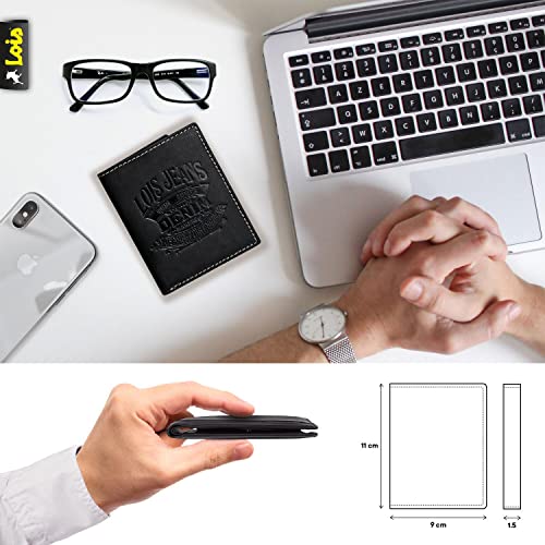Lois - Cartera para Hombre Piel Genuina Cuero. Monedero, Tarjetero con Sistema Bloqueo RFID. Marca Genuina y Original. Diseñada en España 201717, Color Negro