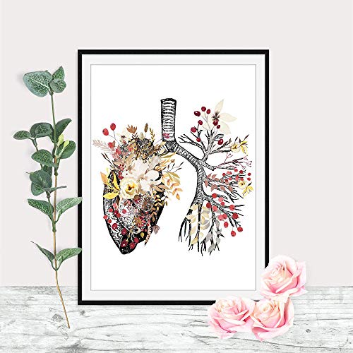 LTXMZ AnatóMico óRgano Vintage Poster Humano AnatomíA Imprimir Pintura Cerebro CorazóN PulmóN AnatomíA Poster Flor Pared Arte Cuadro MéDico Decoracion 30x42cmx3 No Marco