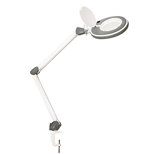 Lumeno 821X Lámpara Lupa LE, lámpara de Trabajo lámpara cosmética, Brillo Ajustables y Lente crisatlino Ayuda de Lectura, lámpara de Aumento 5 dioptrías