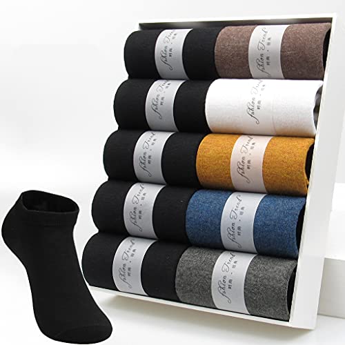 LXDWJ Rebajas Calcetines de Verano para Hombre 10 Pares Calcetines Cortos Transpirables de Corte Fino para Hombre Negro (Color : A, Size : 39-45)