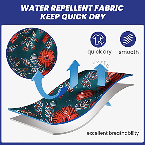 MaaMgic Bañador Hombre de Natación Secado Rápido Interior de Malla Pantalones Cortos d'Aire Vintage 80s 90s,Flores Naranja y Azul,M