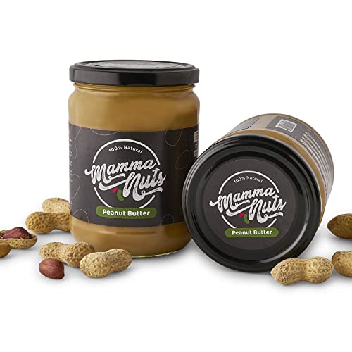 Mamma Nuts Crema de Cacahuete Natural 100% | Mantequilla de Cacahuete Sin Azúcar Añadido, Proteica y Energética | Textura Suave y Cremosa | Vegana, Sin Gluten y Sin Lactosa | 500g