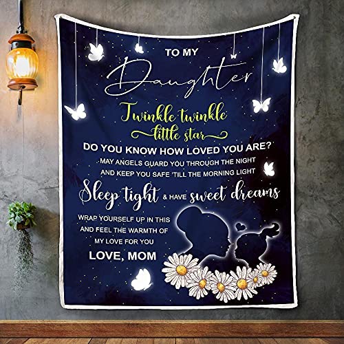 Manta para hija – a mi hija Twinkle Twinkle Little Star Sleep Tight and Have Sweet Dreams Manta de felpa manta de felpa regalo significativo para la familia