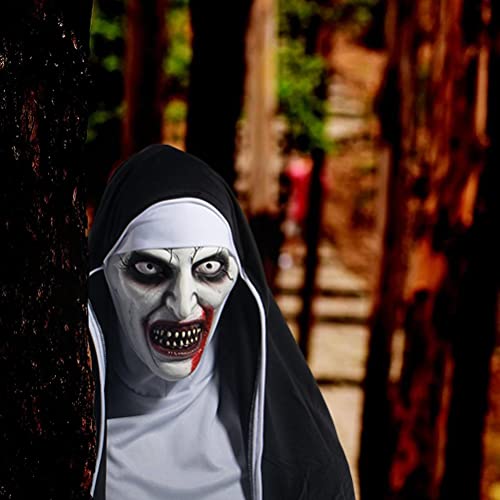Máscara De Terror De La Monja,máscara De Látex Espeluznante, Decoración De Halloween,cosplay De Miedo,fiesta De Carnaval De Halloween, Fiesta De Máscaras, Broma De Accesorios