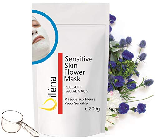 Mascarilla Facial Hidratante de Alginato en Polvo, Elimina Espinillas y Puntos Negros. Mascarilla Vegana, Sin Aclarado, Exfoliante 200 g (Máscara Piel reactiva de Flores translúcida)