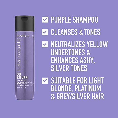 Matrix - Champú 300 ml y Acondicionador So Silver Total Results, Neutralizador de Tonos Amarillos para Cabellos Rubios y Plateados