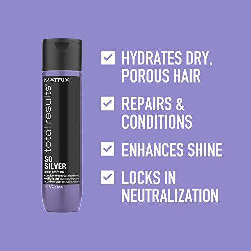 Matrix - Champú 300 ml y Acondicionador So Silver Total Results, Neutralizador de Tonos Amarillos para Cabellos Rubios y Plateados