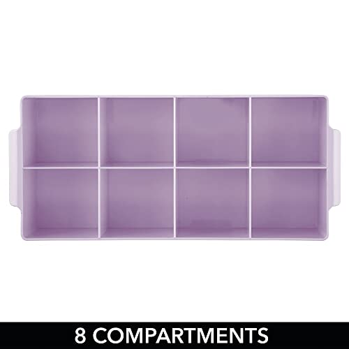 mDesign Juego de 2 cajas organizadoras con 8 compartimentos – Compacto organizador de baño con asas de plástico sin BPA – Práctica caja con divisiones para maquillaje, cosméticos y demás – lila claro