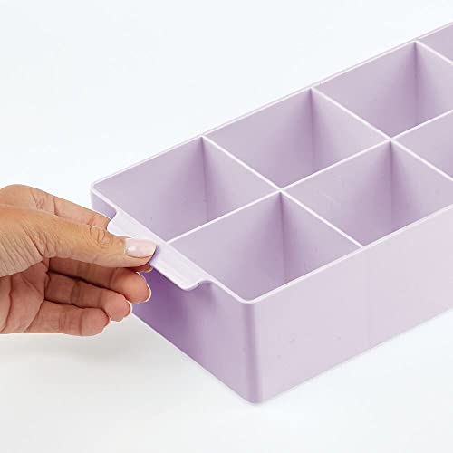 mDesign Juego de 2 cajas organizadoras con 8 compartimentos – Compacto organizador de baño con asas de plástico sin BPA – Práctica caja con divisiones para maquillaje, cosméticos y demás – lila claro
