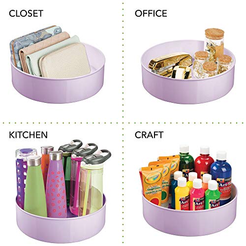 mDesign Organizador de Maquillaje con Base giratoria – Cestas organizadoras para Guardar Maquillaje y Productos de Belleza – Bandeja Rotatoria para ordenar cosméticos en el baño o el tocador – Lila