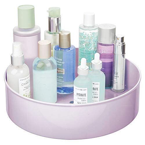 mDesign Organizador de Maquillaje con Base giratoria – Cestas organizadoras para Guardar Maquillaje y Productos de Belleza – Bandeja Rotatoria para ordenar cosméticos en el baño o el tocador – Lila