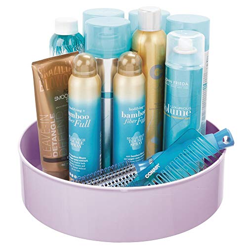 mDesign Organizador de Maquillaje con Base giratoria – Cestas organizadoras para Guardar Maquillaje y Productos de Belleza – Bandeja Rotatoria para ordenar cosméticos en el baño o el tocador – Lila