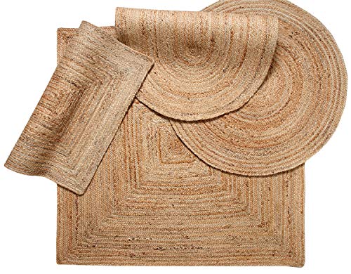 Medio 90 cm), diseño redondo, color beige alfombra trenzado yute natural