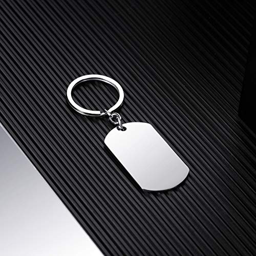 MeMeDIY Llavero Personalizado con Placa de identificación Grabado Nombres/Fecha/Texto/Imagen en Blanco y Negro Llavero de Acero Inoxidable para Hombres Mujeres Parejas