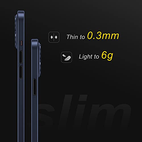 memumi [Versión de Actualización Funda para iPhone 13 Pro MAX Delgado Revestimiento Mate 0.3 mm Ultrafina para iPhone 13 Pro MAX Funda Protectora Ultra Slim con Anti-Rasguño (Azul Translúcido)
