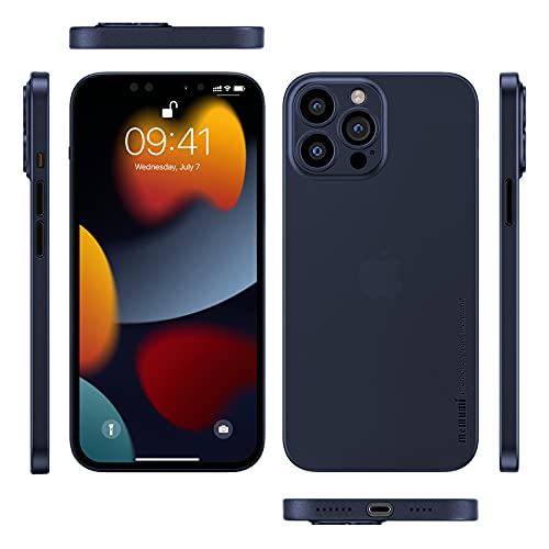 memumi [Versión de Actualización Funda para iPhone 13 Pro MAX Delgado Revestimiento Mate 0.3 mm Ultrafina para iPhone 13 Pro MAX Funda Protectora Ultra Slim con Anti-Rasguño (Azul Translúcido)