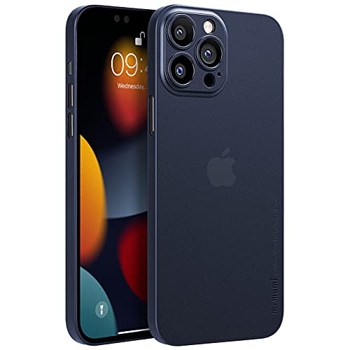 memumi [Versión de Actualización Funda para iPhone 13 Pro MAX Delgado Revestimiento Mate 0.3 mm Ultrafina para iPhone 13 Pro MAX Funda Protectora Ultra Slim con Anti-Rasguño (Azul Translúcido)