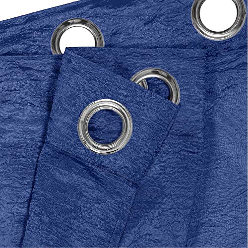 MERCURY TEXTIL - Cortinas Modernas Translucidas 2 Piezas con Anillos Plateados para Ventana, 150 X 260 CM (Azul Marino)