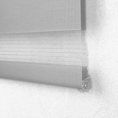 MERCURY TEXTIL Estor Enrollable de Doble Capa, Noche y Día, translúcido y oscurecido (60 x 180 cm, Gris)