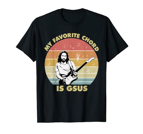 Mi acorde favorito es Gsus Funny Guitar Sayings Retro Vintage Camiseta