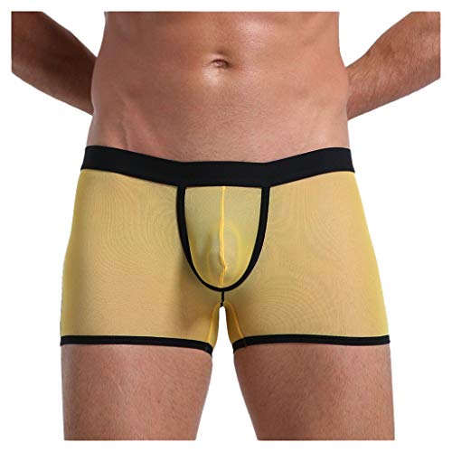 minjiSF Calzoncillos para hombre, sexy, parte fina, suaves, transpirables, transparentes, de malla, ropa interior práctica, paquete de 3 amarillo 150 cm(7-8Años)