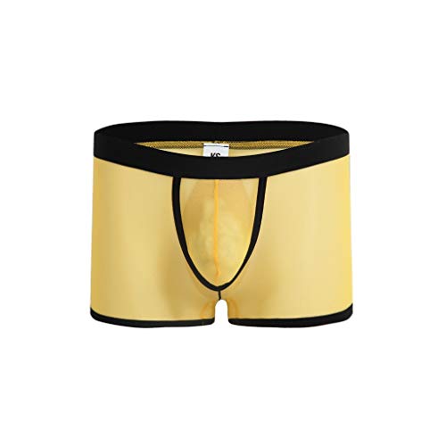 minjiSF Calzoncillos para hombre, sexy, parte fina, suaves, transpirables, transparentes, de malla, ropa interior práctica, paquete de 3 amarillo 150 cm(7-8Años)