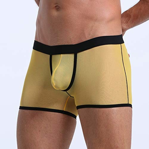 minjiSF Calzoncillos para hombre, sexy, parte fina, suaves, transpirables, transparentes, de malla, ropa interior práctica, paquete de 3 amarillo 150 cm(7-8Años)