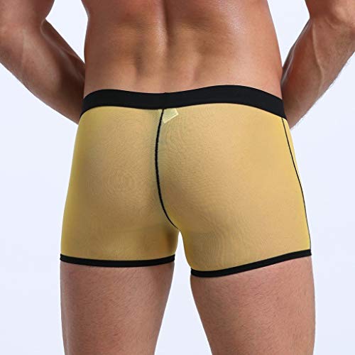 minjiSF Calzoncillos para hombre, sexy, parte fina, suaves, transpirables, transparentes, de malla, ropa interior práctica, paquete de 3 amarillo 150 cm(7-8Años)