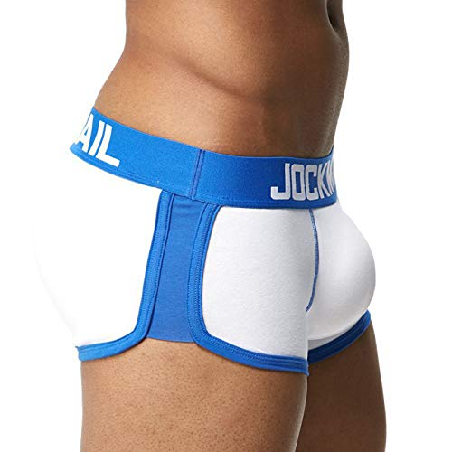 minjiSF Calzoncillos tipo bóxer para hombre, ropa interior sexy, de color liso, informal, cintura baja, transpirables, estilo retro Blanco L