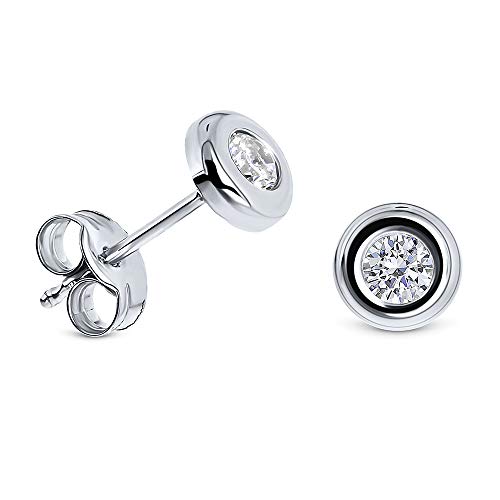 Miore pendientes de presion en oro blanco de 9 kt 375 con circonita blanca