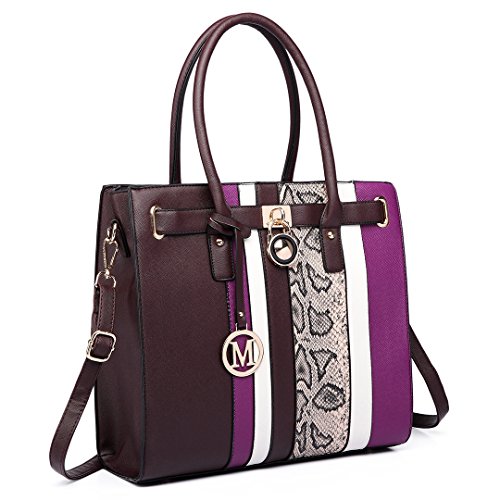 Miss Lulu Bolso Bandolera Maletín Mujer Cuero Sintético Compradores Bolso de Mano Bolso de Hombro 34 X 33 X 11 (Marrón)