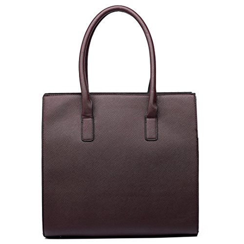 Miss Lulu Bolso Bandolera Maletín Mujer Cuero Sintético Compradores Bolso de Mano Bolso de Hombro 34 X 33 X 11 (Marrón)