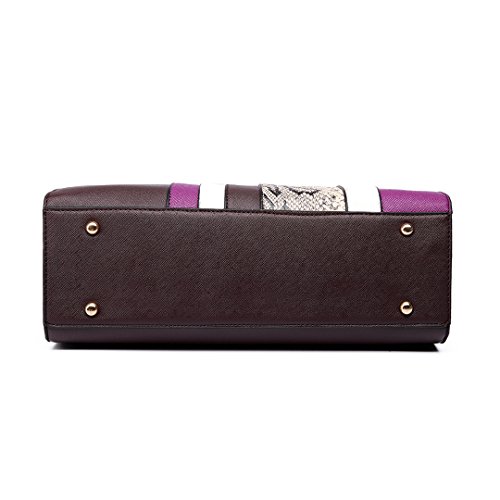 Miss Lulu Bolso Bandolera Maletín Mujer Cuero Sintético Compradores Bolso de Mano Bolso de Hombro 34 X 33 X 11 (Marrón)