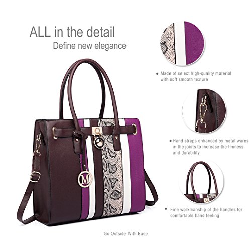 Miss Lulu Bolso Bandolera Maletín Mujer Cuero Sintético Compradores Bolso de Mano Bolso de Hombro 34 X 33 X 11 (Marrón)