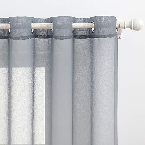 MIULEE 2 Unidades Cortinas Translúcida Visillo Suave Poliéster para Ventanas Balcon Color Gasa Moderna con 8 Anillas para Habitación Dormitorio Balcon Salón 140x260cm Degradado Gris