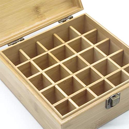 MKNZOME 25 Ranuras Caja de Aceite Esencial de Madera Exhibición Cosmética de Bambú Natural Aceite Contenedor Estante de Presentación Ideal para Perfume y Aceite Perfumado y Esmalte de Uñas#1