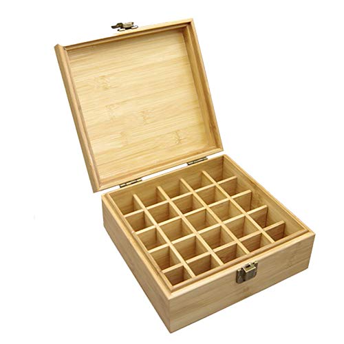 MKNZOME 25 Ranuras Caja de Aceite Esencial de Madera Exhibición Cosmética de Bambú Natural Aceite Contenedor Estante de Presentación Ideal para Perfume y Aceite Perfumado y Esmalte de Uñas#1