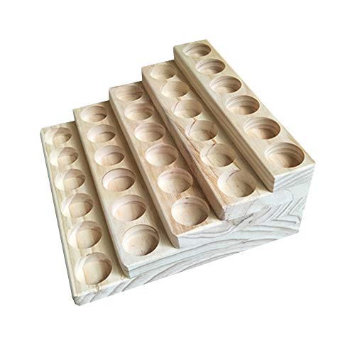 MKNZOME 30 Ranuras Caja de Aceite Esencial - Exhibición Cosmética de Madera Natural Aceite Contenedor Estante de Presentación Ideal para Perfume y Aceite Perfumado y Esmalte de Uñas#4