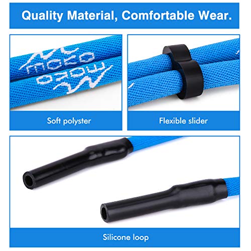 MoKo Correa de Gafas Ajustables, [4 Pack] Retenedor de Gafas de Sol Deportivas Universales con Tiras, Gafas de Sol de Unisexo para Todos - Azul