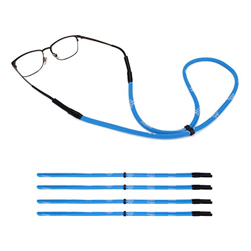 MoKo Correa de Gafas Ajustables, [4 Pack] Retenedor de Gafas de Sol Deportivas Universales con Tiras, Gafas de Sol de Unisexo para Todos - Azul