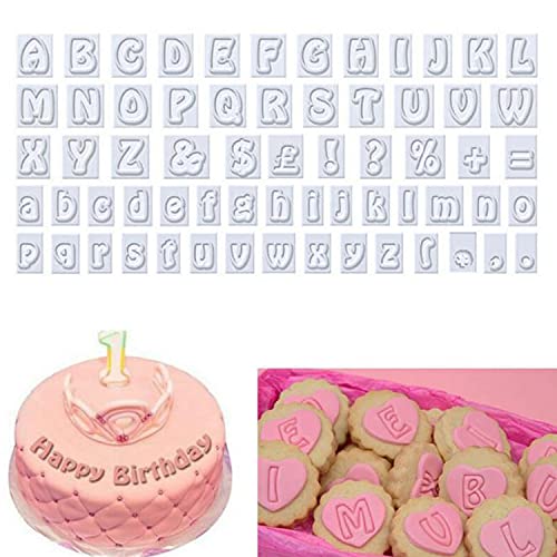 Moldes Letras Fondant Sonwaha 64 PCS Cortadores Letras Fondant Alfabeto Moldes Galletas para Fondant Azúcar de Almendra Galletas de Almíbar Chocolate
