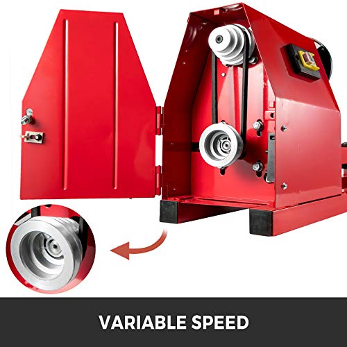 Mophorn Torno para Madera 400 W Torno de Madera Profesional 220V 50Hz Torno para Madera con Variador de Velocidad Color Rojo con Llaves y Cinceles