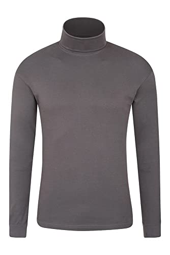 Mountain Warehouse Camiseta térmica Interior Meribel para Hombre - 100% algodón Peinado, Cuello Vuelto, Transpirable, Secado rápido y Mangas Ajustadas, fácil Cuidado, Invierno Gris Oscuro 3XL
